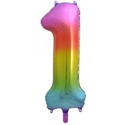 Rainbow Splash Number #1 Supershape 34in. (86cm) Foil Balloon Pk 1