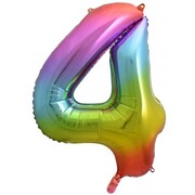 Rainbow Splash Number #4 Supershape 34in. (86cm) Foil Balloon Pk 1