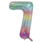 Pastel Rainbow Number 7 Foil Supershape Balloon (34in,/85cm) Pk 1