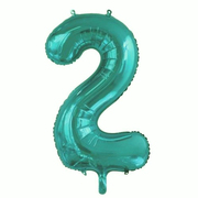 Teal Number 2 Foil Supershape Balloon (34in,/85cm) Pk 1