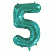 Teal Number 5 Foil Supershape Balloon (34in,/85cm) Pk 1