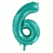 Teal Number 6 Foil Supershape Balloon (34in,/85cm) Pk 1
