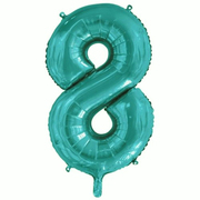 Teal Number 8 Foil Supershape Balloon (34in,/85cm) Pk 1