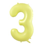 Matte Yellow Number 3 Foil Supershape Balloon (34in-86cm)