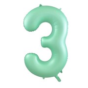 Matte Mint Green Number 3 Foil Supershape Balloon (34in-86cm)