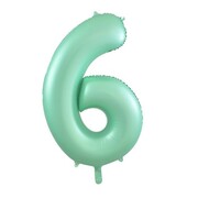 Matte Mint Green Number 6 Foil Supershape Balloon (34in-86cm)