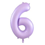 Matte Lilac Number 6 Foil Supershape Balloon (34in-86cm)