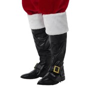 Christmas Santa Black Boot Covers with Gold Buckle (1 Pair)