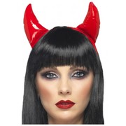 Halloween Red Devil Horns on Headband Pk 1