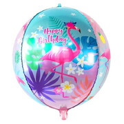 Happy Birthday Flamingo Sphere Foil Balloon 36cm