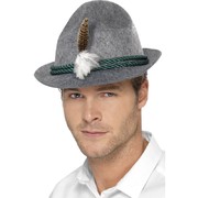 Oktoberfest Grey German Trenker Hat with Feather Pk 1