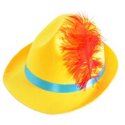 Yellow Trenker Trilby Hat │Wooden Puppet Boy Costume Oktoberfest Hat Adult