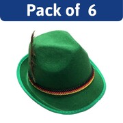 Oktoberfest Green Trilby Hat Pack of 6 │German Bavarian Adult Costume Accessory