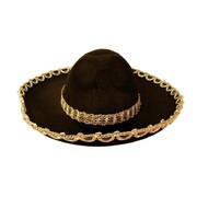 Black Mexican Sombrero Hat with Gold Trim