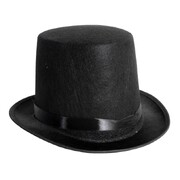 Black Felt Top Hat with Black Ribbon