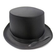 Black Satin Top Hat with Black Ribbon