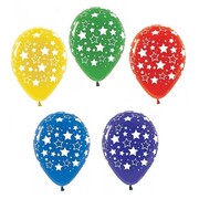 Crystal Star Print Assorted Colour Latex Balloons 30cm Pk 10