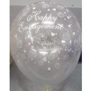 Crystal Clear Happy Engagement Latex Balloons Pk 50