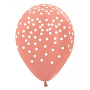 Metallic Rose Gold Confetti Print AOP 30cm Latex Balloons Pk 10