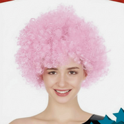 Light Pink Curly Afro Wig Clown Costume Accessory