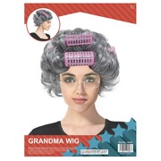 Grey Grandma Granny Wig with Curlers