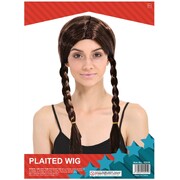 Long Brown Plaits Wig | Adult Costume Fancy Dress Wig