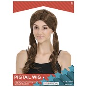 Long Brown Pigtail Wig | Adult Costume Fancy Dress Wig