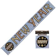 Happy New Year Prismatic Stars Fringed Banner (1.44m) Pk 1