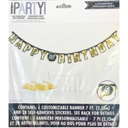 Customisable Age Black & Gold Happy Birthday Jointed Banner