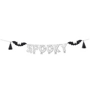 Silver Spooky Halloween 12cm Foil Balloon Banner Kit (Pk 1)