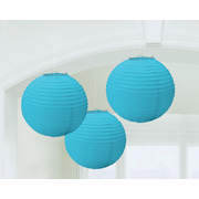 Round Caribbean Blue Paper Lanterns (24cm) Pk 3