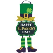 Hanging Happy St Patricks Day Wood Sign Decoration