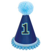 Deluxe Party Hat 1st Blue w- Pom Pom Pk 1