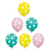 Daisy Balloon Kit 30cm Latex with Stick On Daisies Pk 6