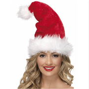 Christmas Deluxe Santa Hat with Tinsel Pk 1 