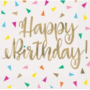 Bright Triangles Happy Birthday Cocktail Napkins 16 Pack | 2 Ply Paper Beverage Napkins 25cm