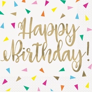 Bright Triangle Happy Birthday 2 Ply Lunch Napkins (Pk 16)
