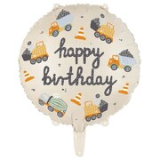Construction Vehicles Happy Birthday Foil Balloon