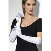 Long White Ruched Temptress Gloves 1 Pair