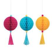 Paper Honeycomb Ball Decorations with Tassel 40cm (Pk 3)