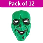 Adult Green Witch PVC Face Masks Bulk Pack of 12 | Halloween Costume Masks