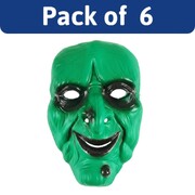 Adult Green Witch PVC Face Masks Bulk Pack of 6 | Halloween Costume Masks
