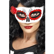 White, Red & Black Day of the Dead Eye Mask Pk 1
