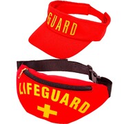 Lifeguard Visor & Bum Bag Costume Set | Red Beach Rescue Accessories
