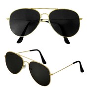 Gold Metal Aviator Glasses with Dark Lenses | Costume Accessory