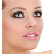 Black False Fake Eyelashes with Diamond Silver Glitter 1 Pair - Adhesive Included
