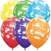 Mixed Colour Transportation Latex Balloons 30cm (Pk 10)