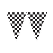 Giant Black & White Check Pennant Flag Banner (6m) Pk 1