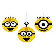 Minions Despicable Me Hanging Honeycomb Decorations 3 Pack | Party Decorations