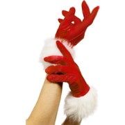 Ladies Red Santa Gloves with White Fur Trim Pk 2